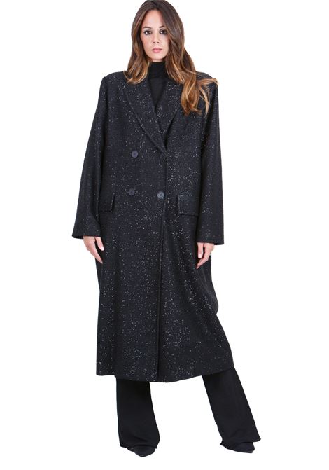 CAPPOTTO OVERSIZE DOPPIOPETTO IN MICROPAILLETTES CON SPALLA SCESA, TASCHE A PATTINA, LUNGHEZZA AL GINOCCHIO E SPACCO CENTRALE POSTERIORE CIRCUS HOTEL | Cappotti | H4WC35Y69-0